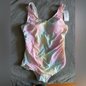 Rainbow Sarong Front One Piece Swimsuit